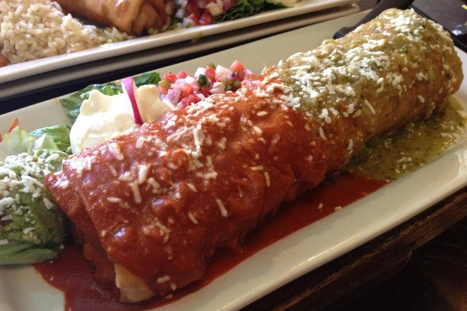 A large plate of food