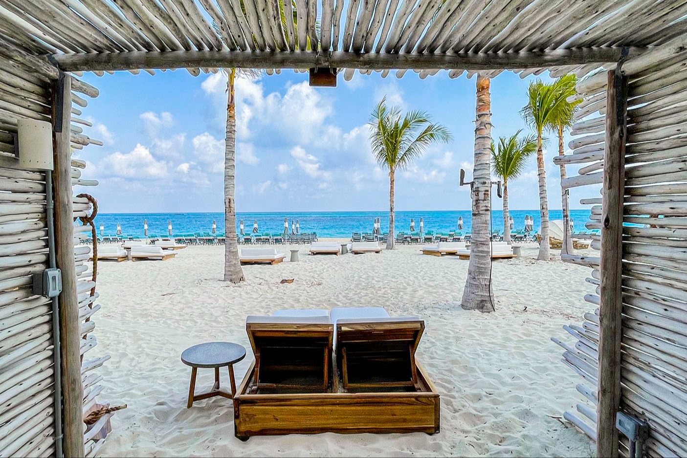 View of the beach from a cabana