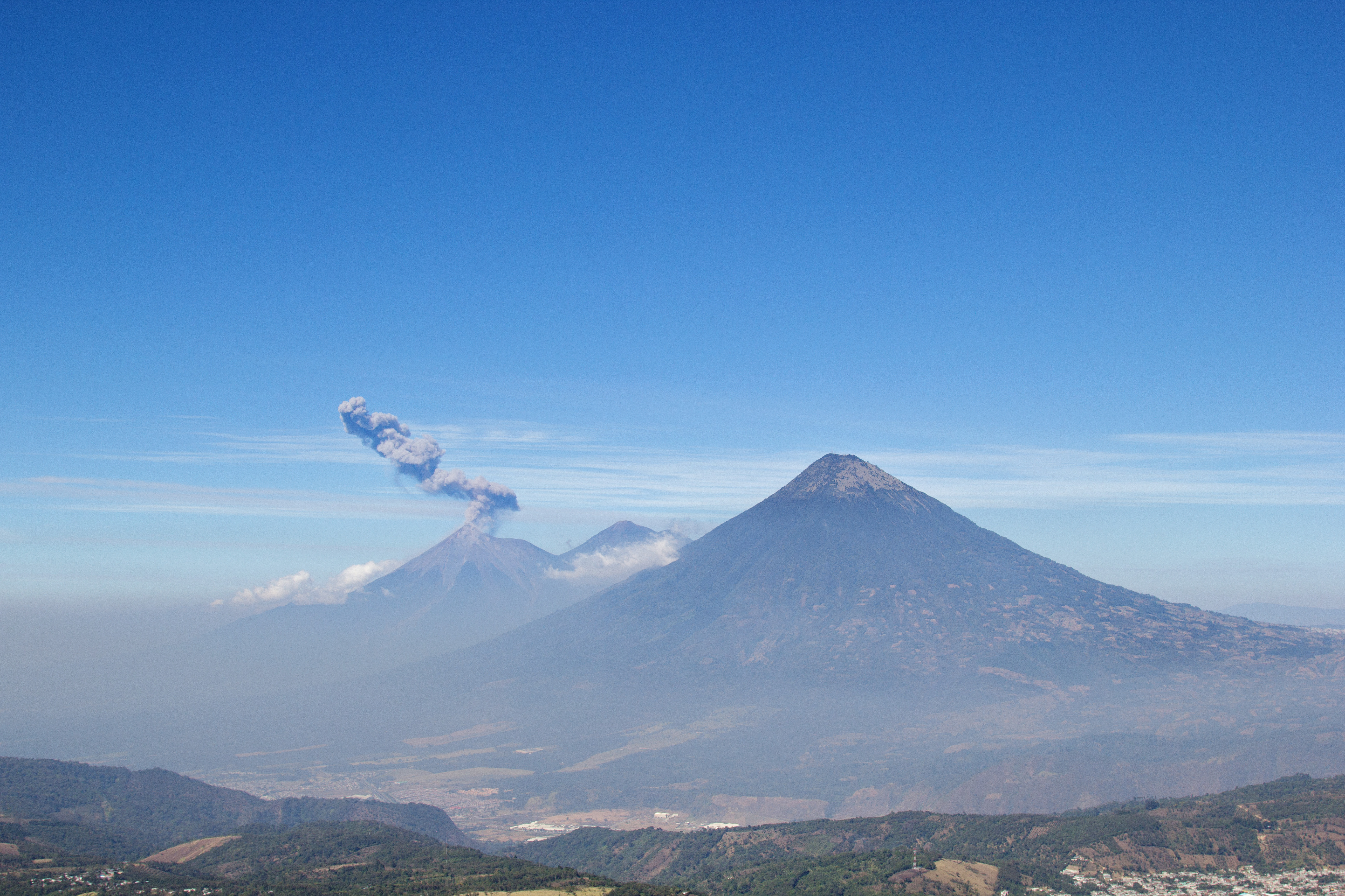 View of Fuego Volcano from Tenedor del Cerro.