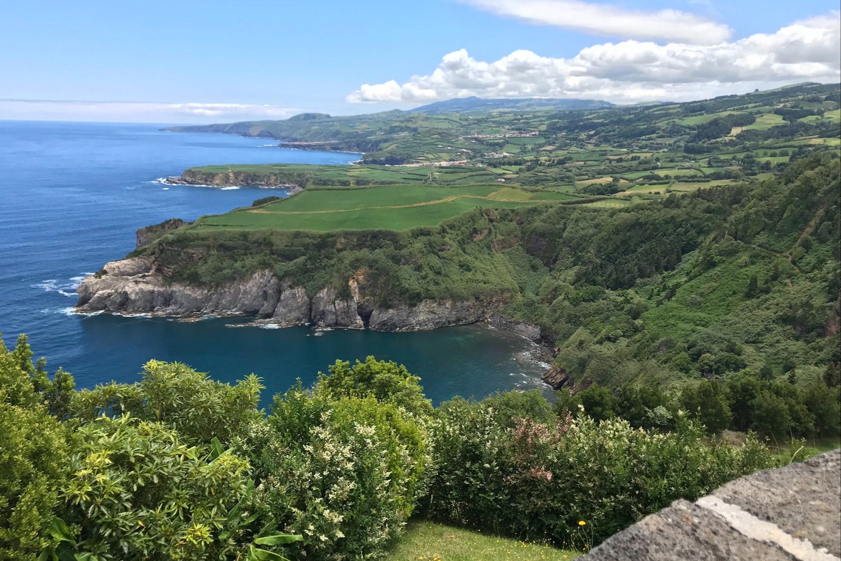 Miradouro de Santa Iria, a scenic viewpoint of São Miguel's rugged cliffs along the coast line.