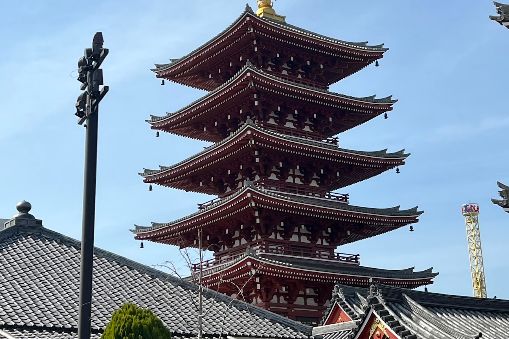 An image of a large temple in Japan surrounded by roofing, and various industrial buildings.