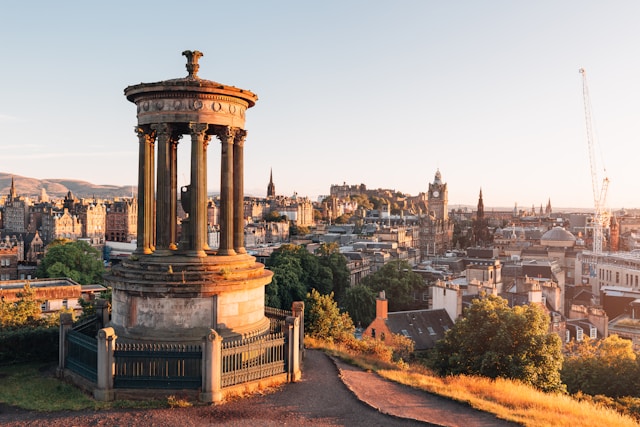 A view of Edinburgh right before sunset, from Castle Hill.