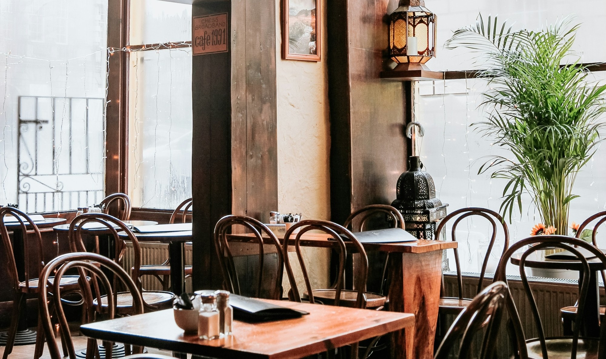 An empty indoor restaurant.