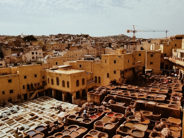 aerial photography of brown buildings