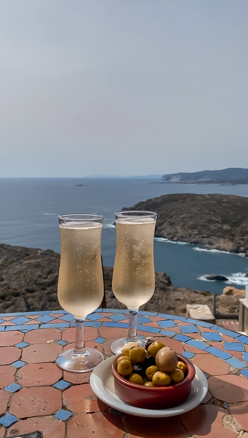 Having drink with beautiful view