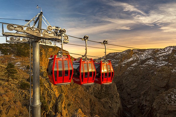 Aerial gondolas at Royal Gorge Bridge & Park.
