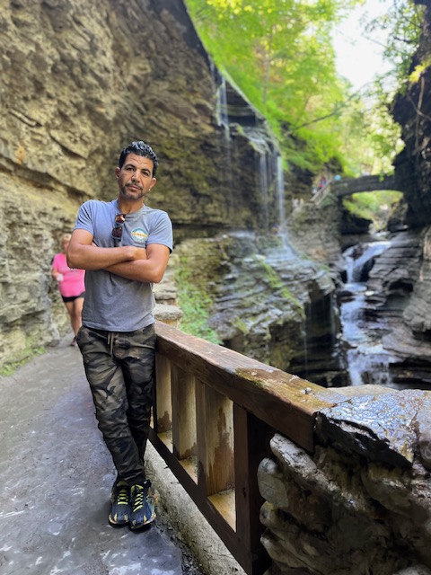 photo by a waterfall