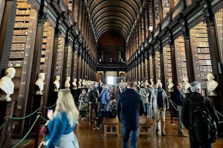 The inside of a library at Trinity College
