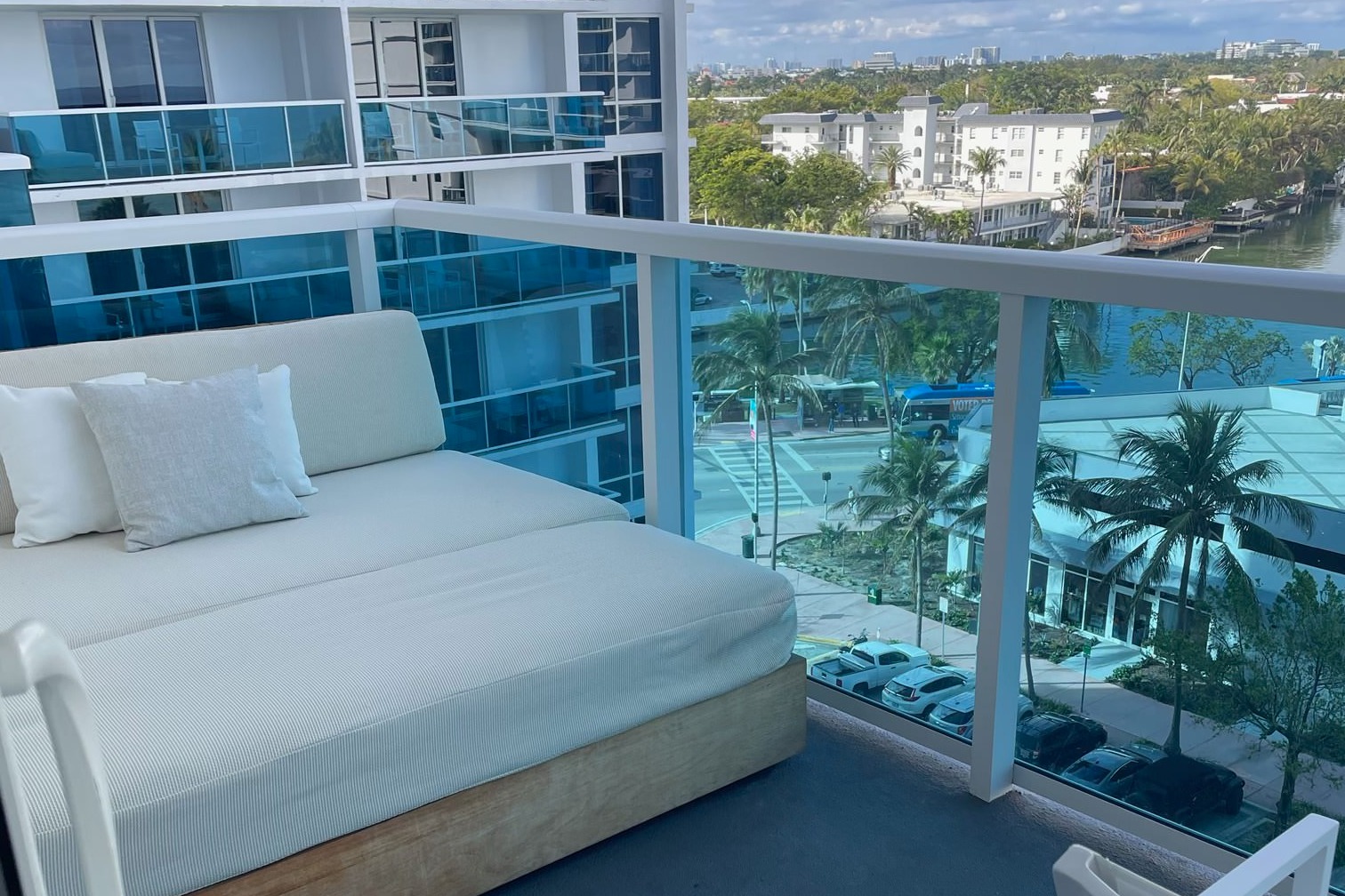 View from the room's balcony of 1Hotel Miami.