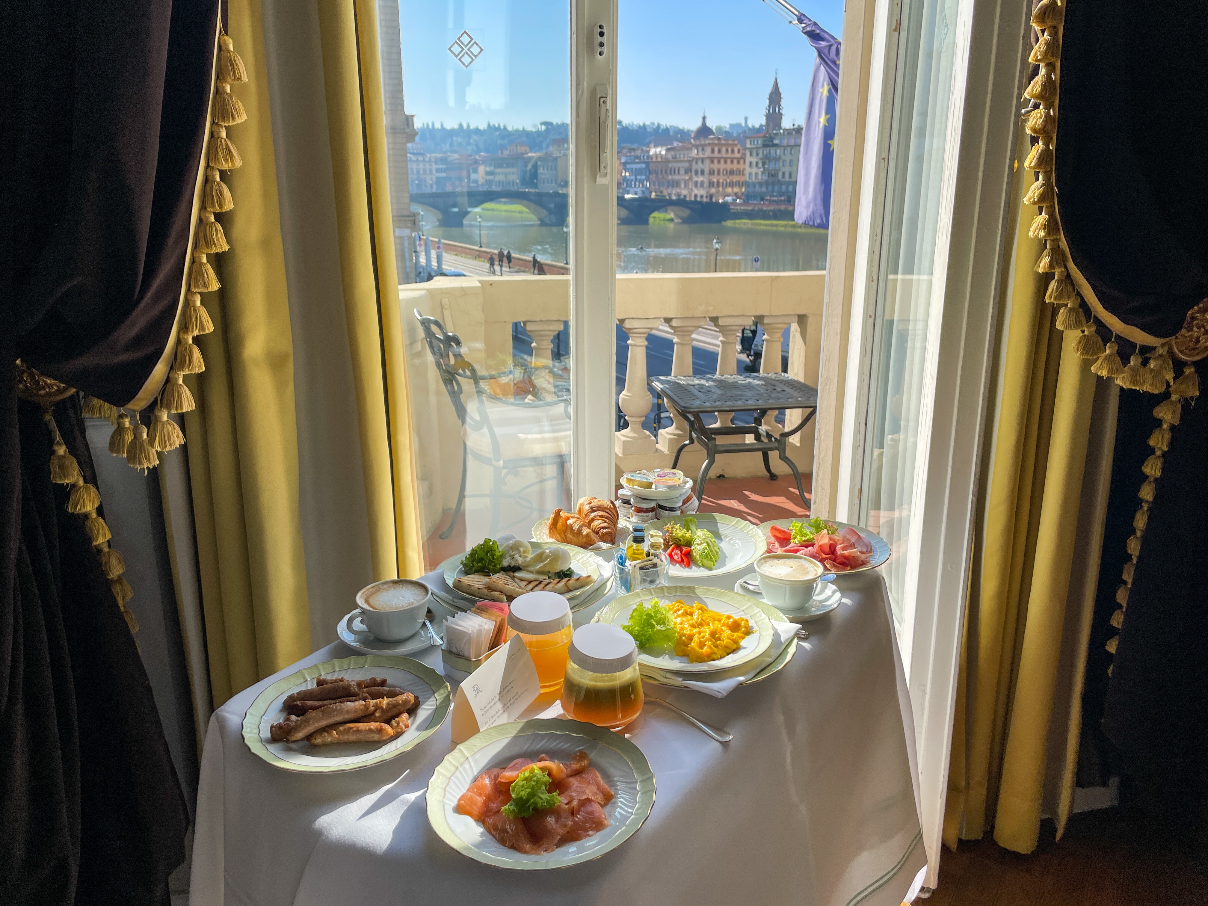 Delicious food and beautiful views from the balcony