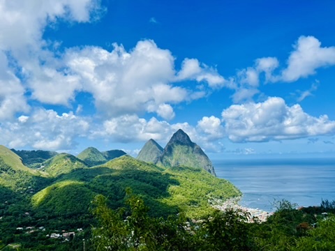 Beautiful view of green hills