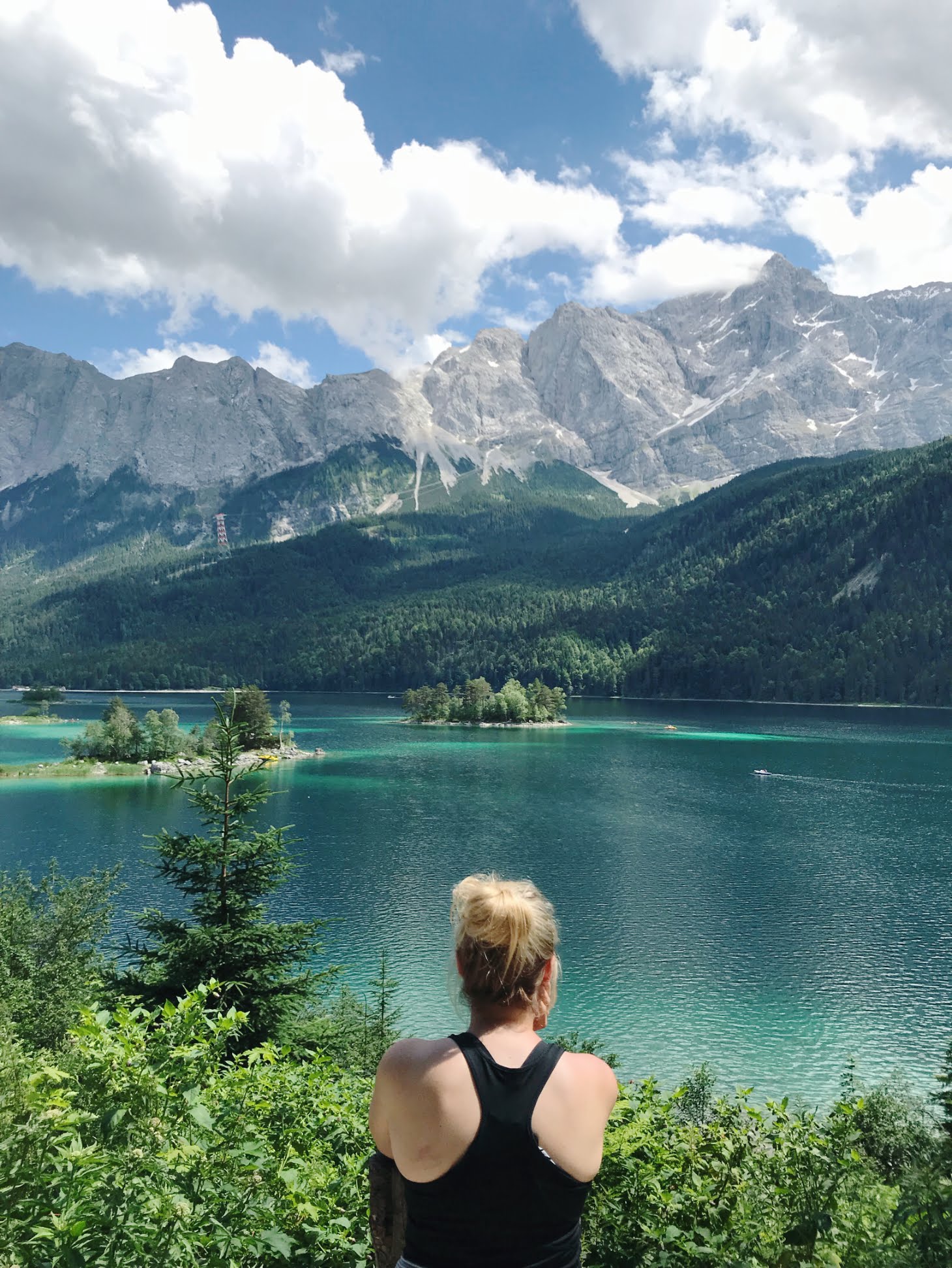 Looking at the serene views of Eibsee Lake