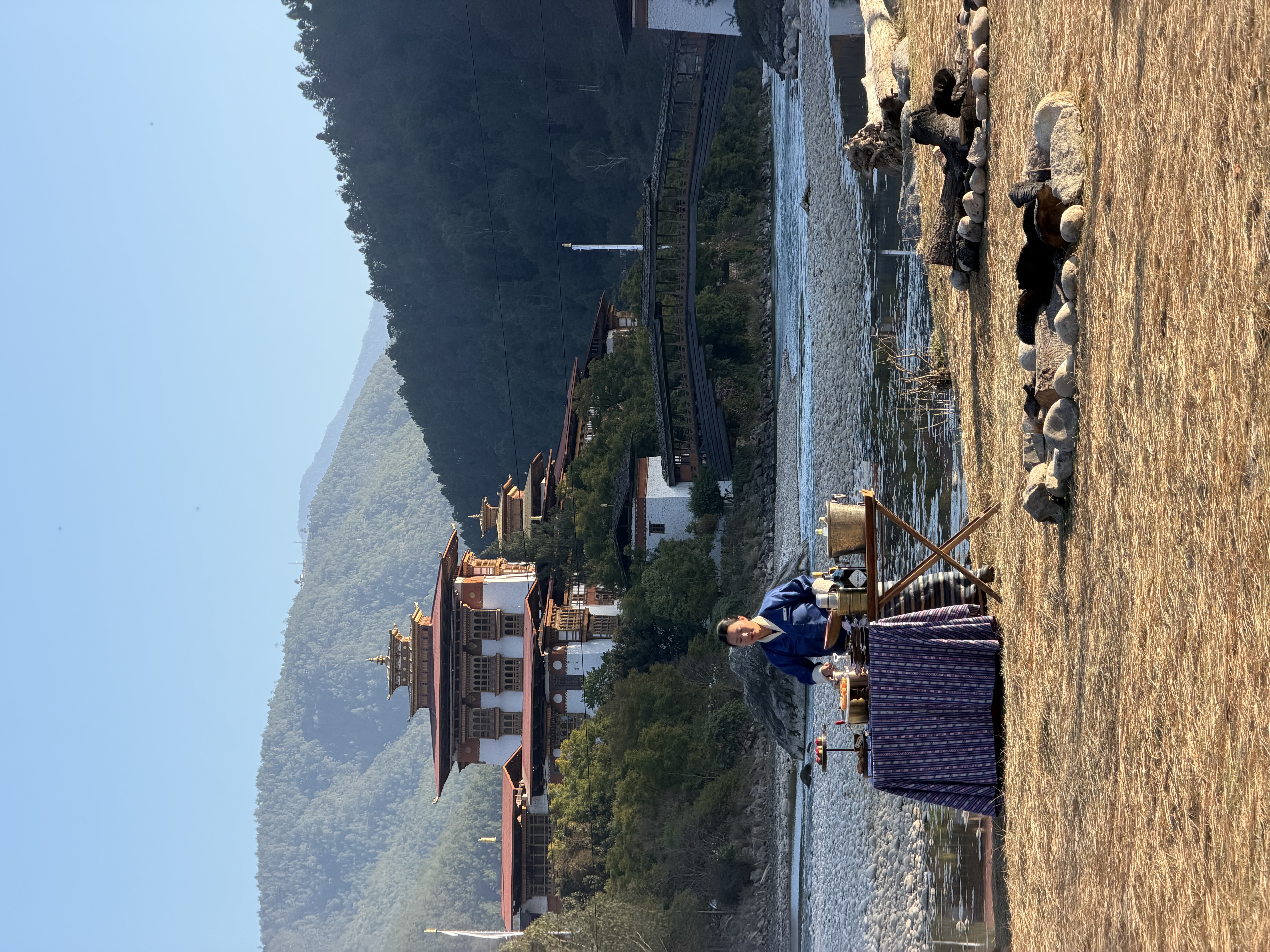 andBeyond Punakha River Lodge tent overlooking the Mo Chhu River valley.