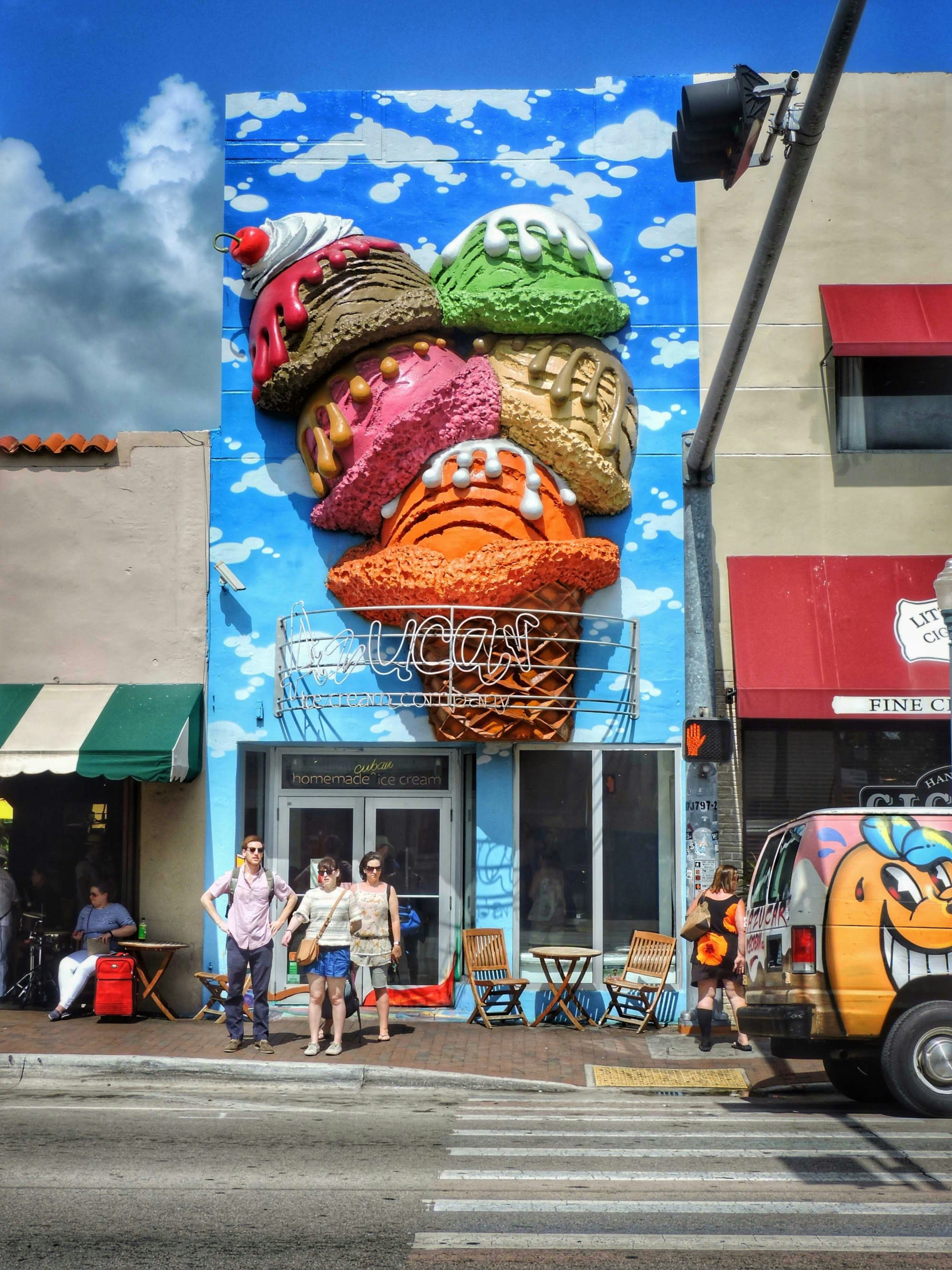 Painting of ice cream on a building.