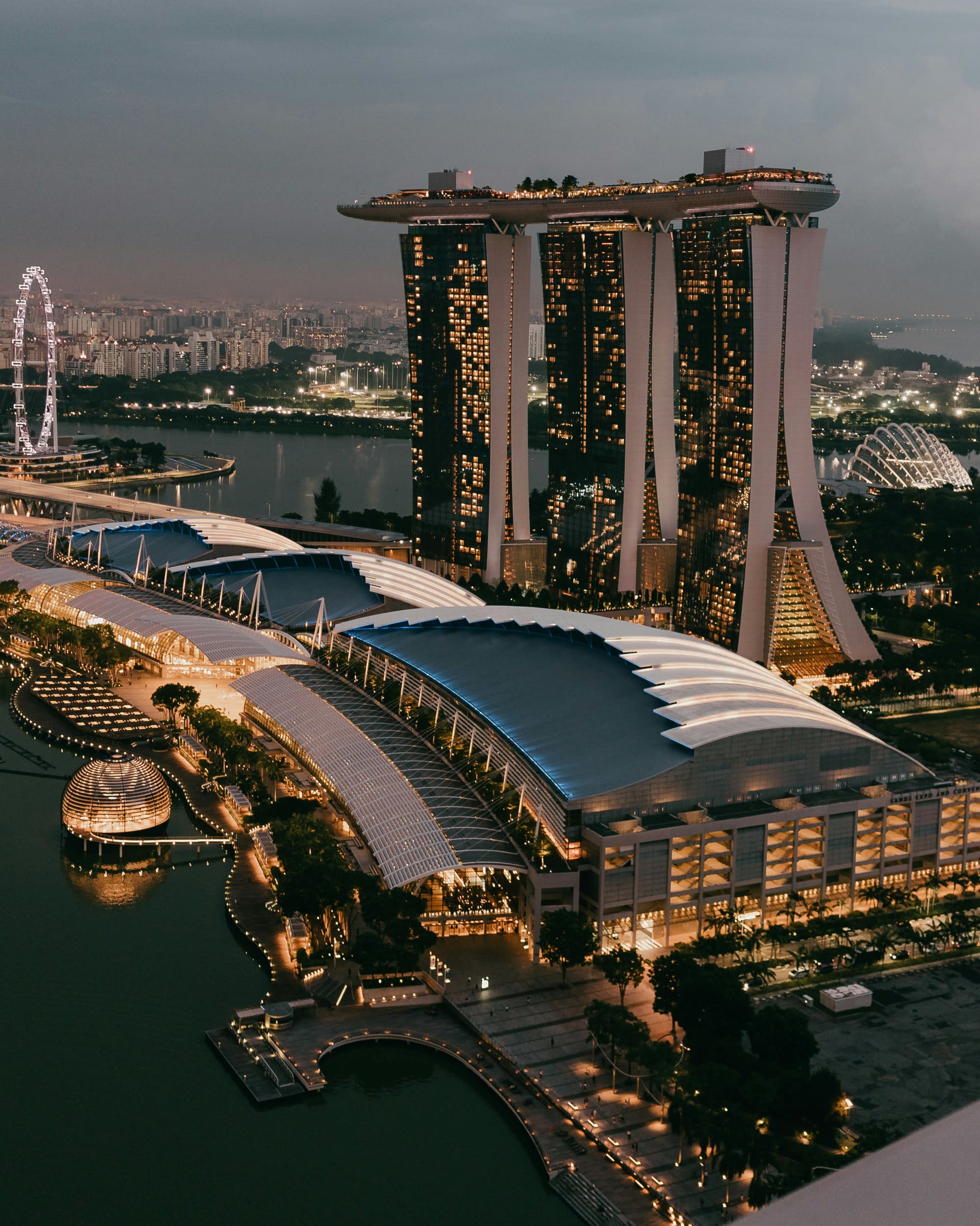 An aerial view of the buildings during daytime.