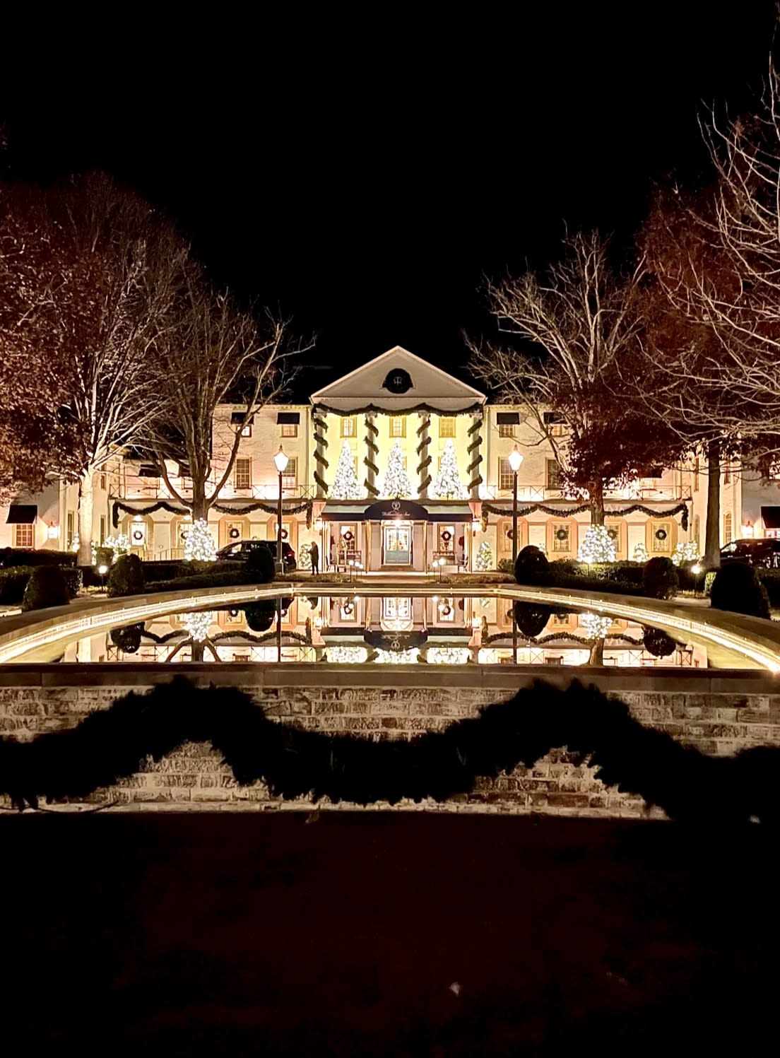 christmas lights on a historic house