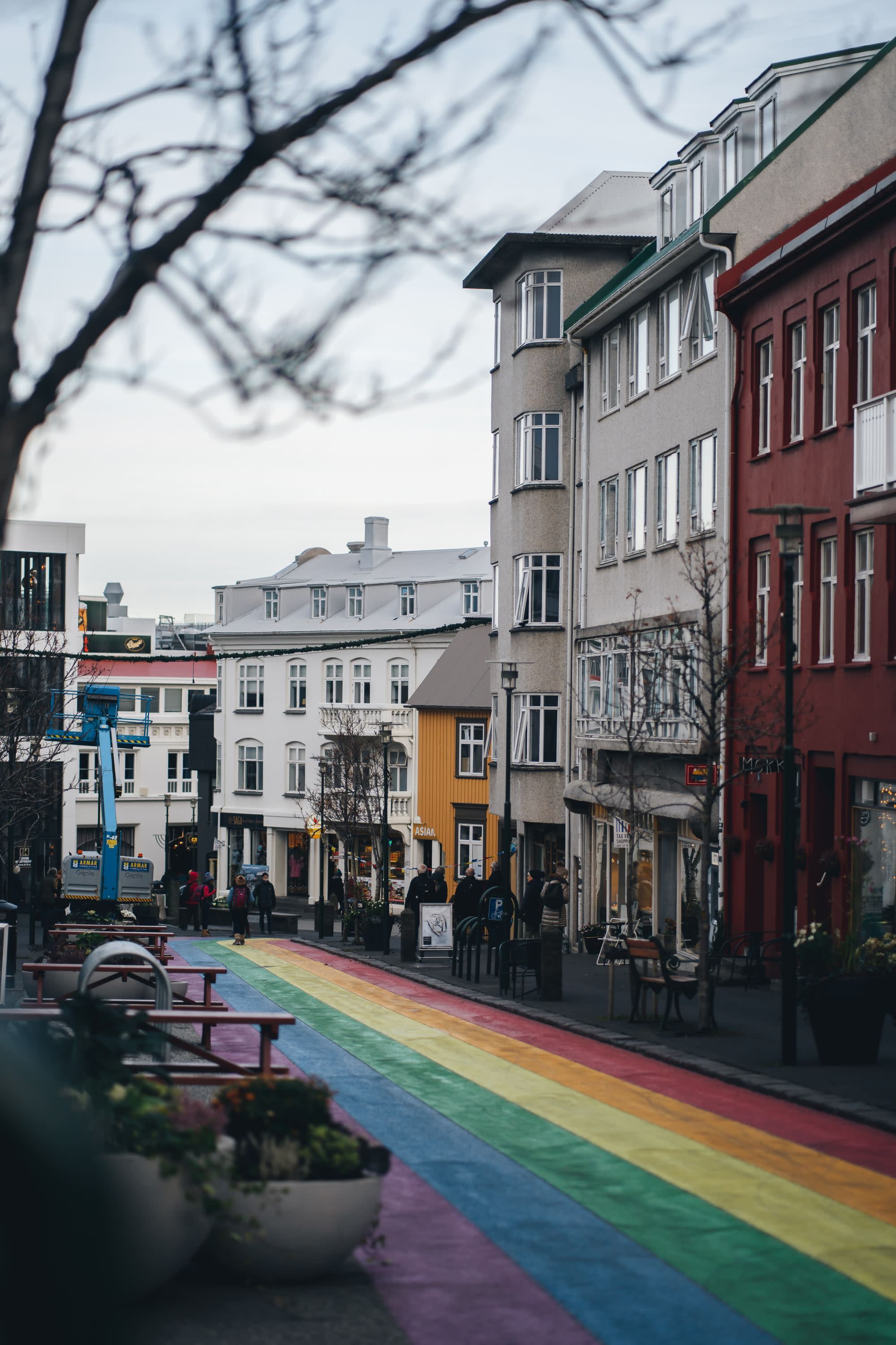 rainbow painted street