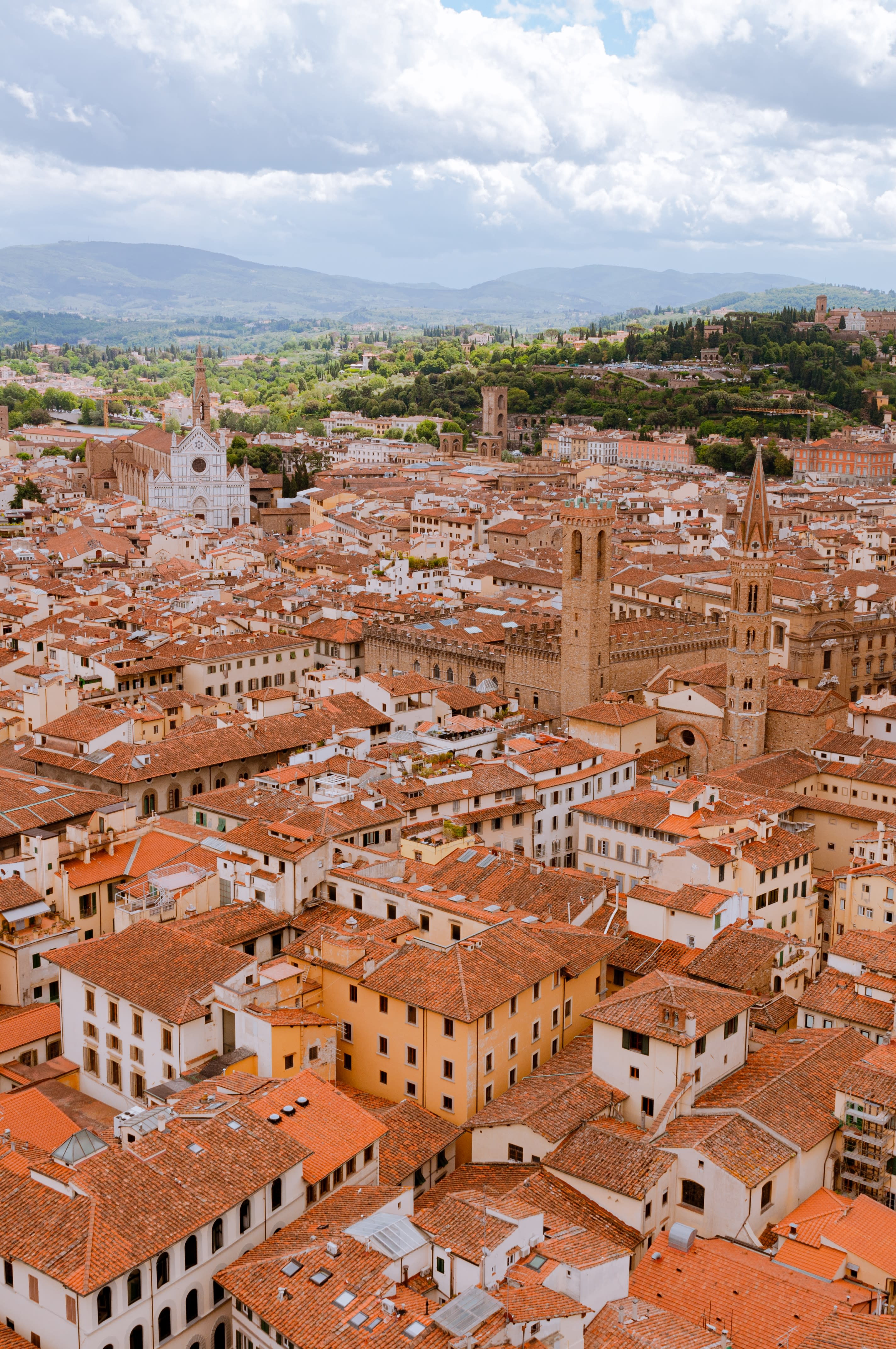 Aerial views of an Italian town and countryside.
