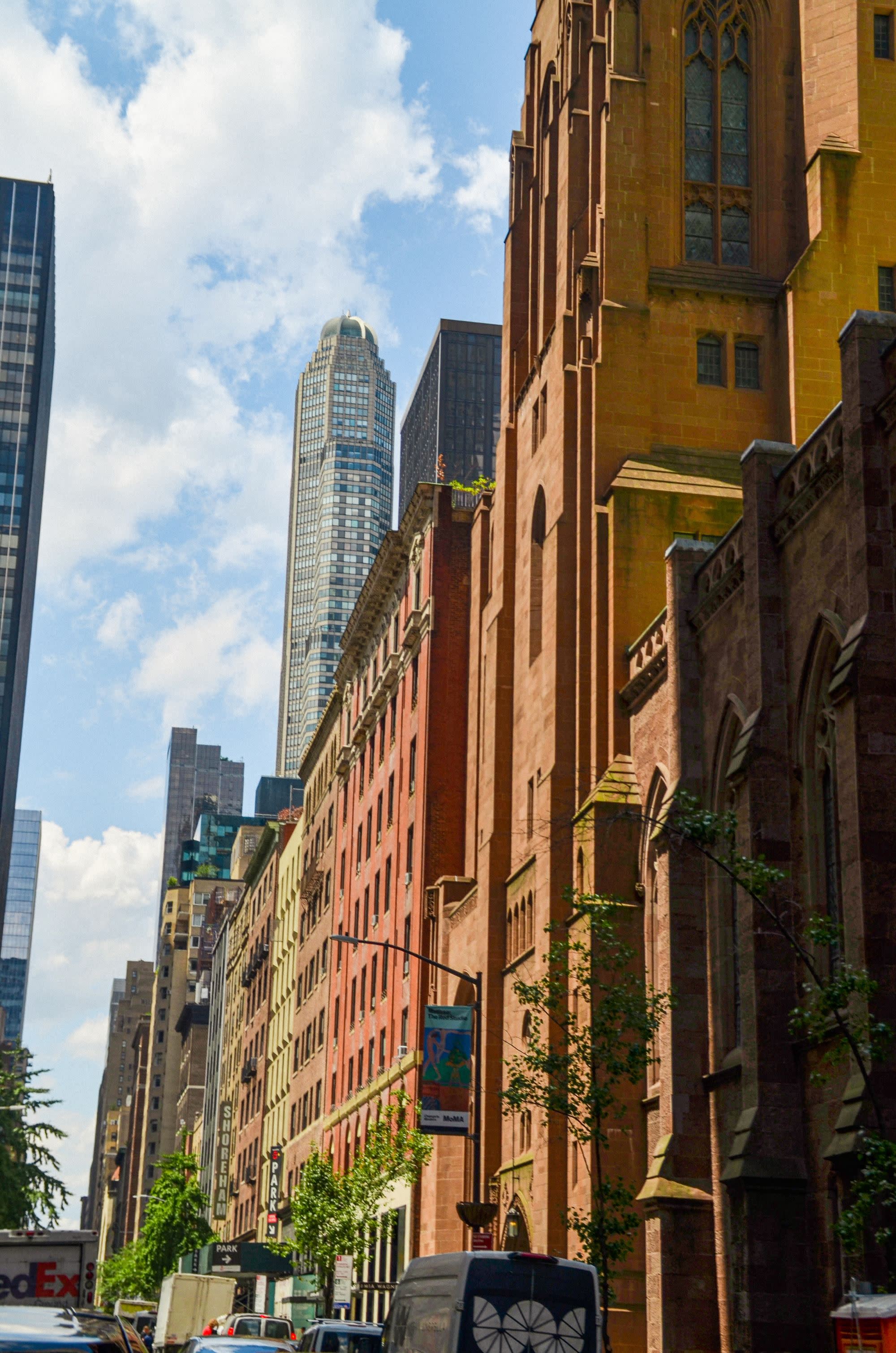 new york city brick buildings in sun