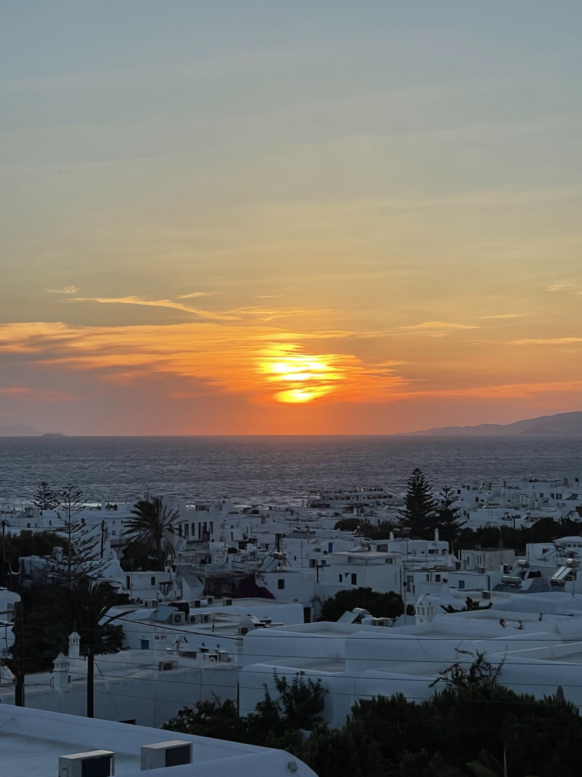 sunet over Greecian city
