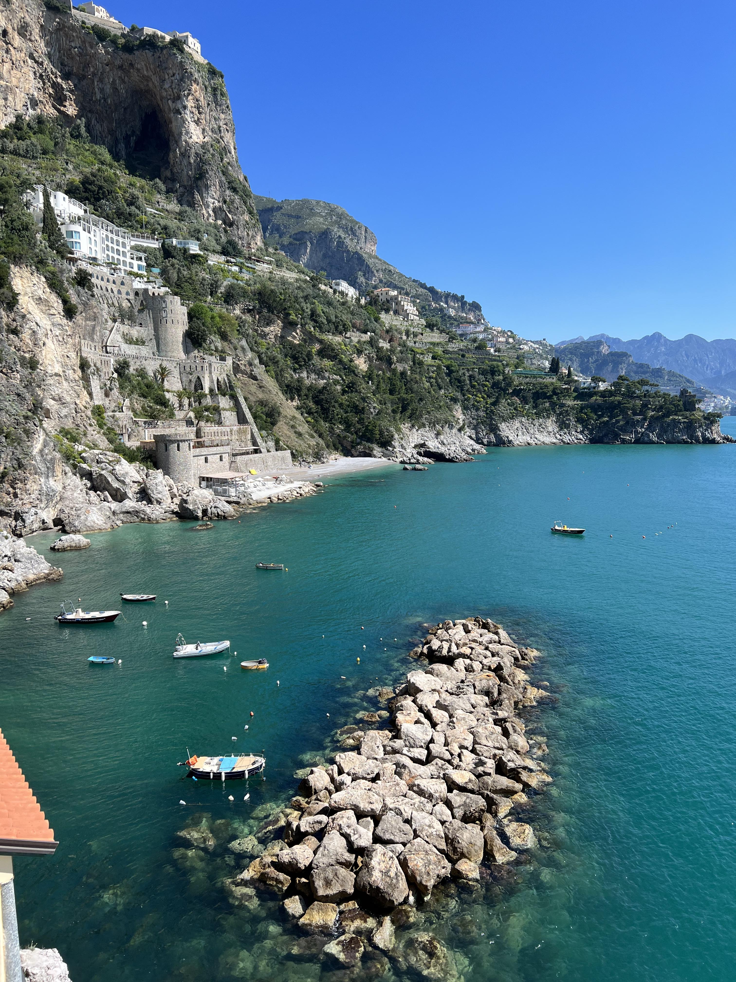 The Amalfi Coast is a stunning stretch of coastline in southern Italy known for its dramatic cliffs, picturesque villages, and Mediterranean beauty.