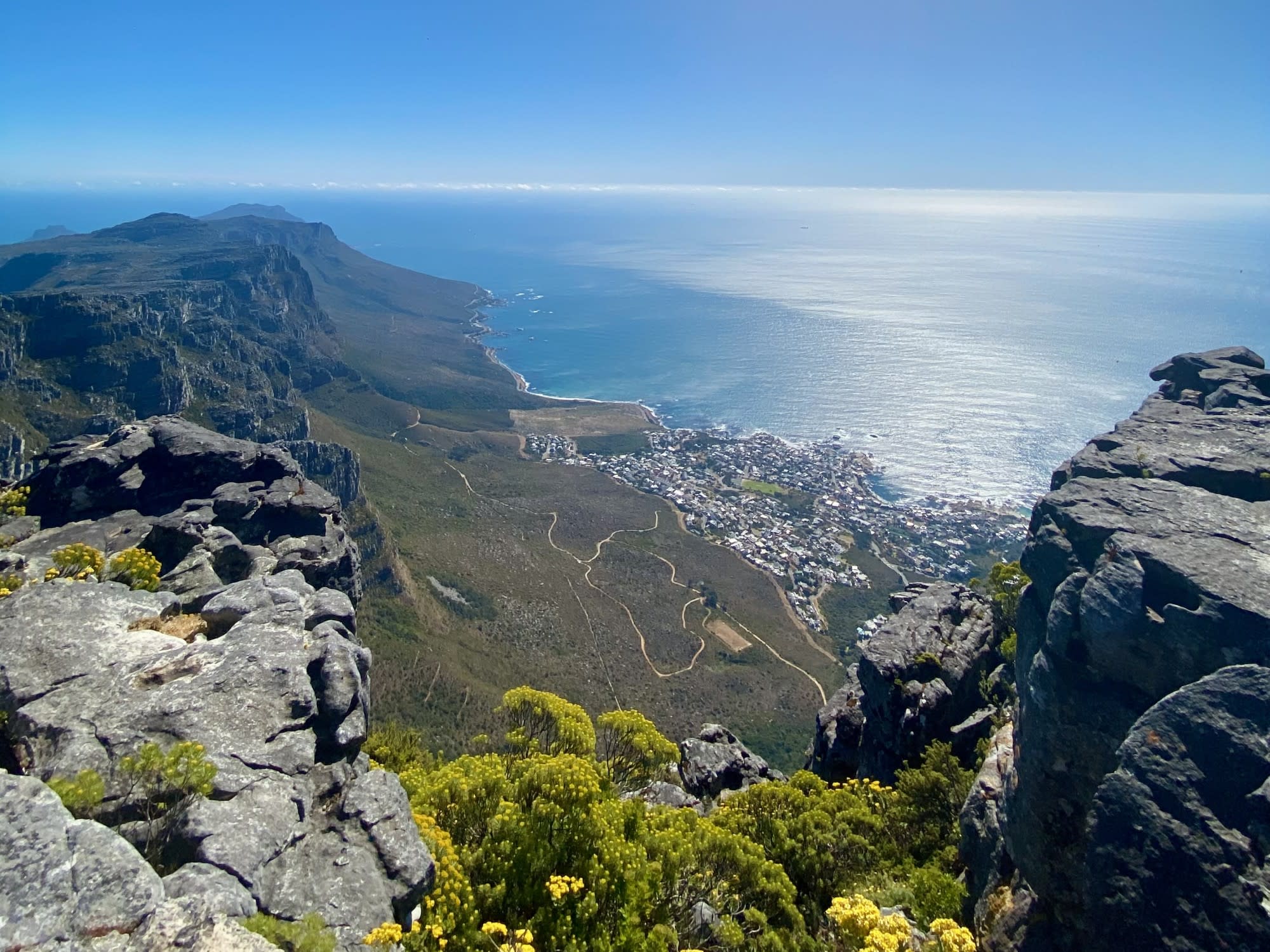 An aerial view of the Table Mountain during daytime.
