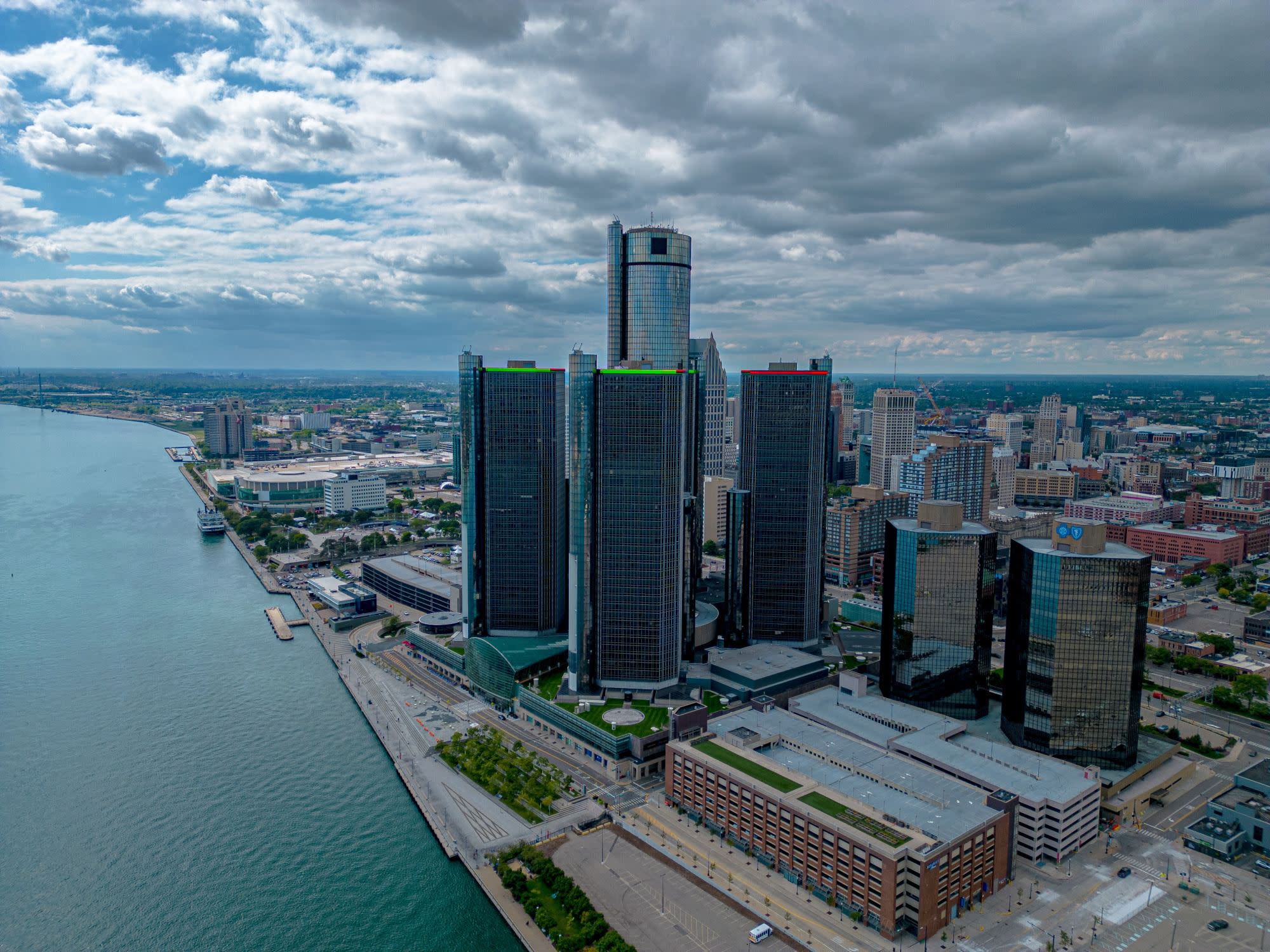 coastal city with skyscrapers