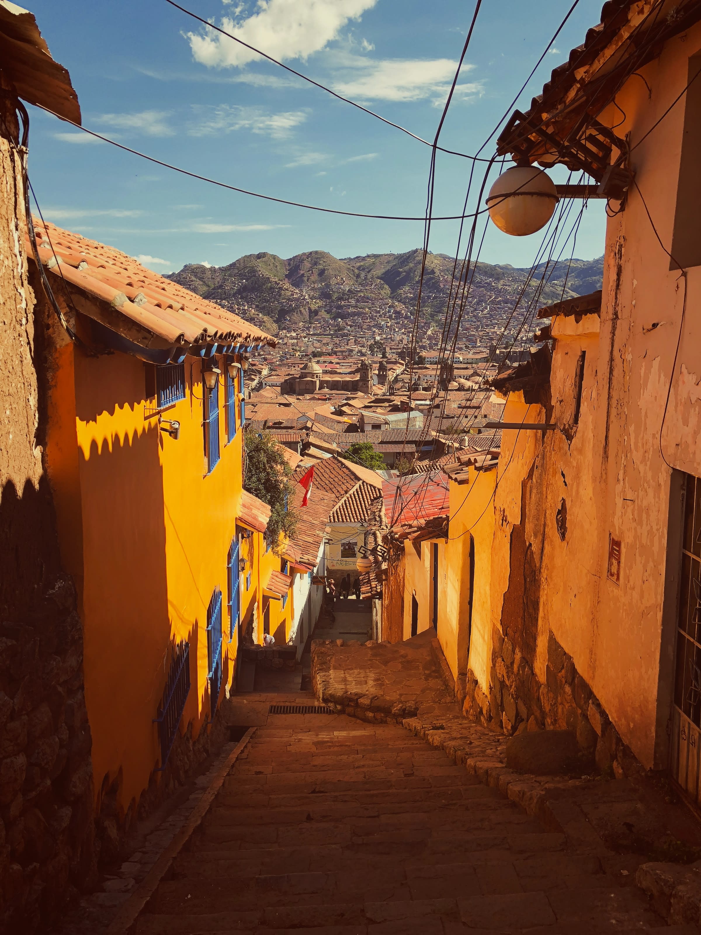 Alley with mountain view in  Peru.