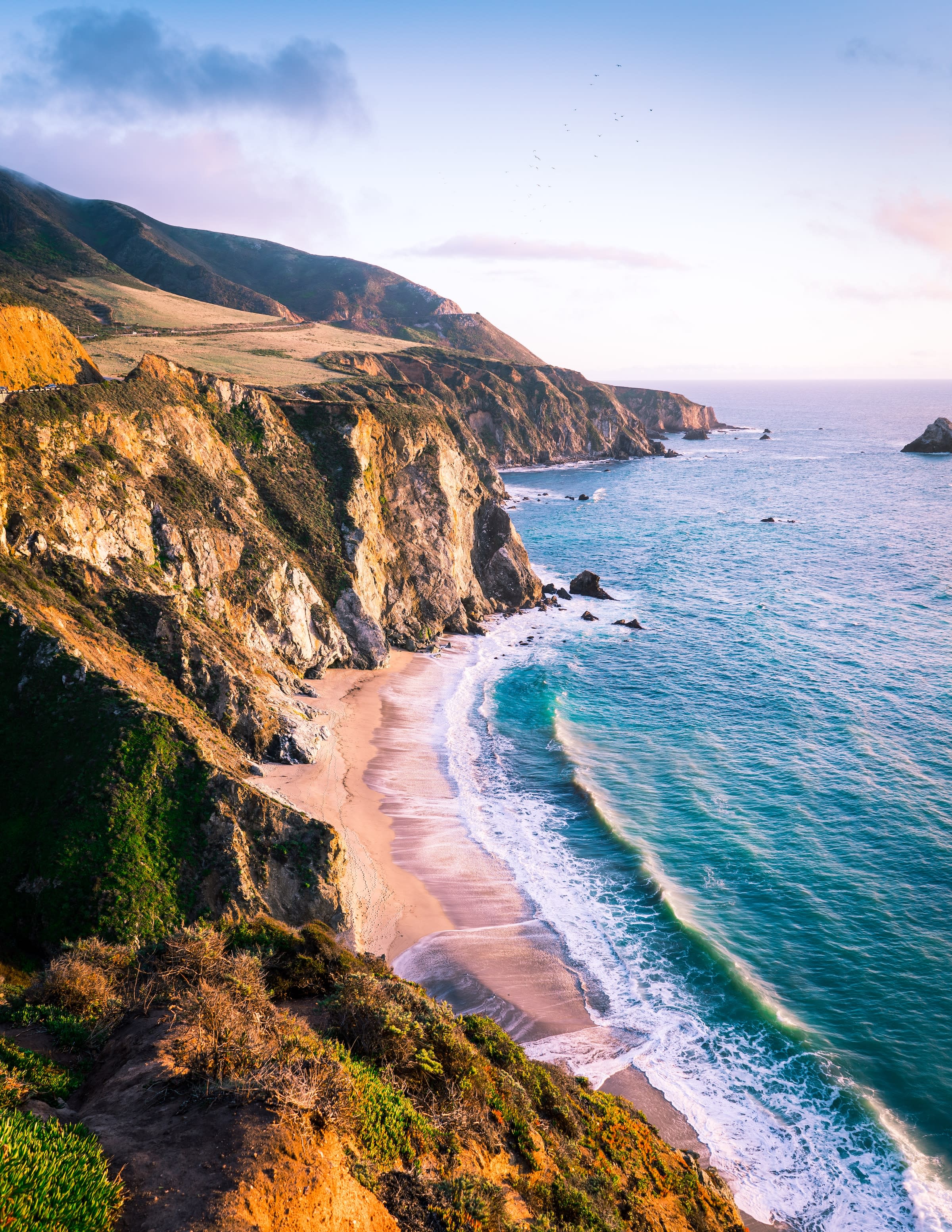 Beautiful view of mountains and sea.