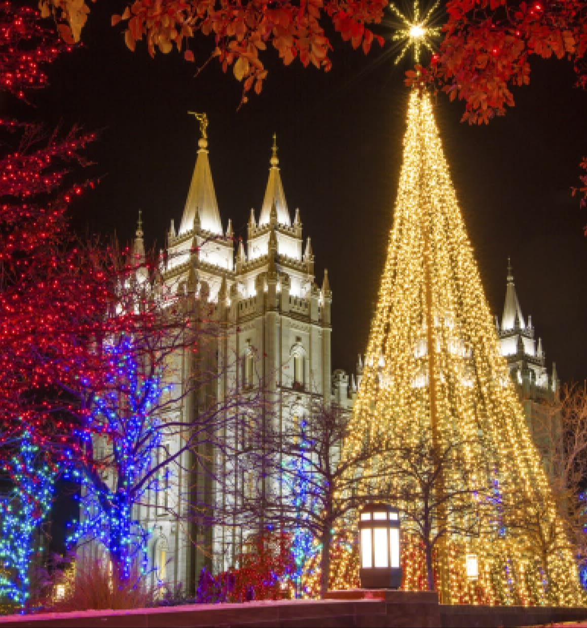 Christmas lights at Temple Square