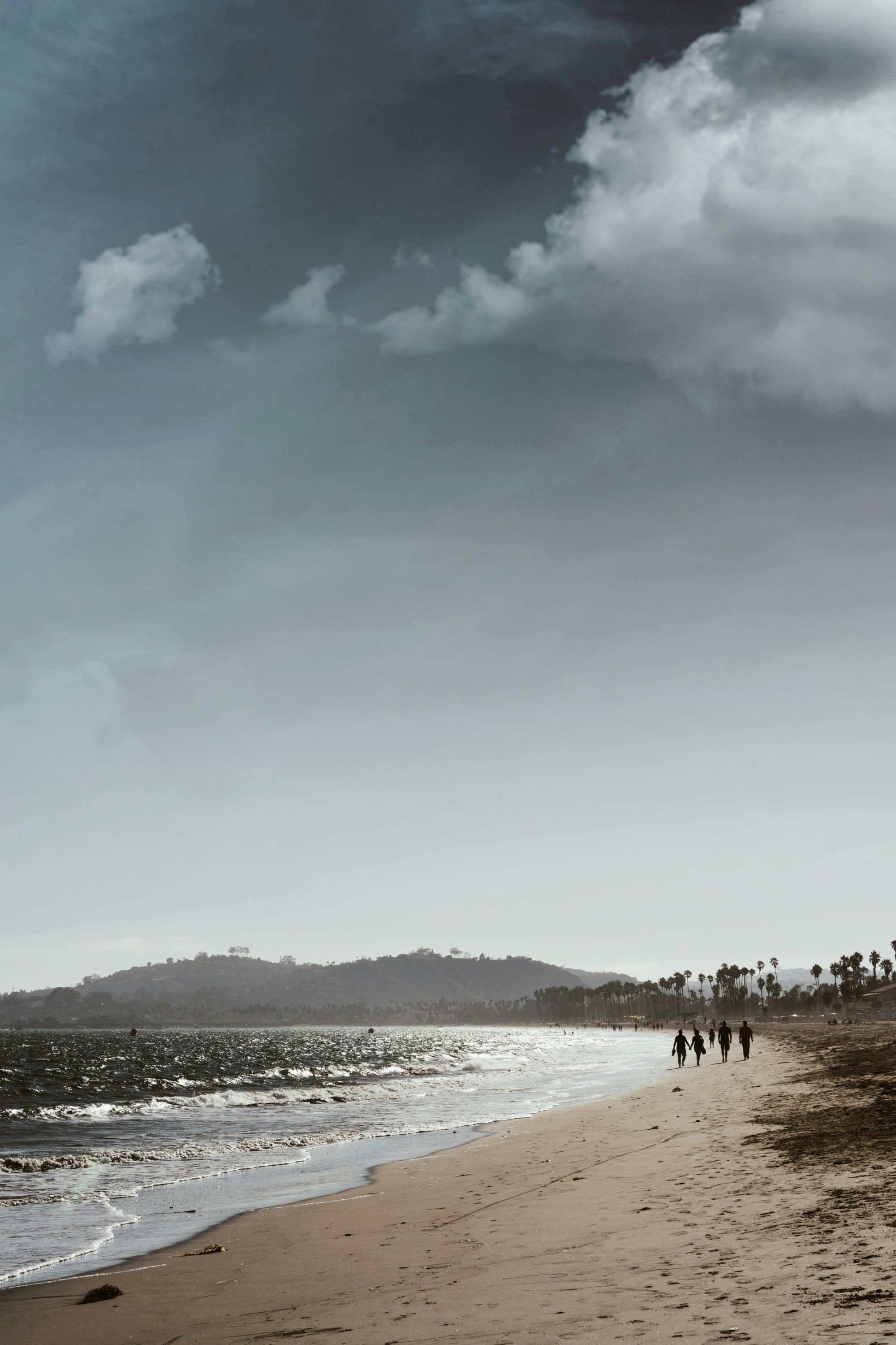 An aerial view of the beach during daytime.