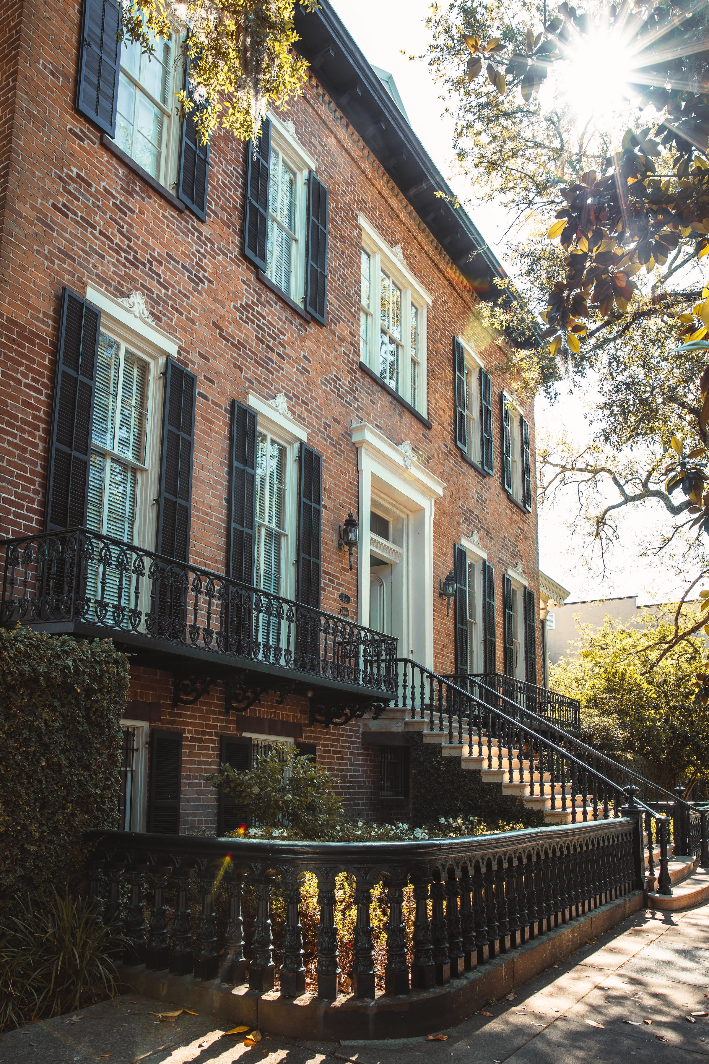A brick building with a staircase.