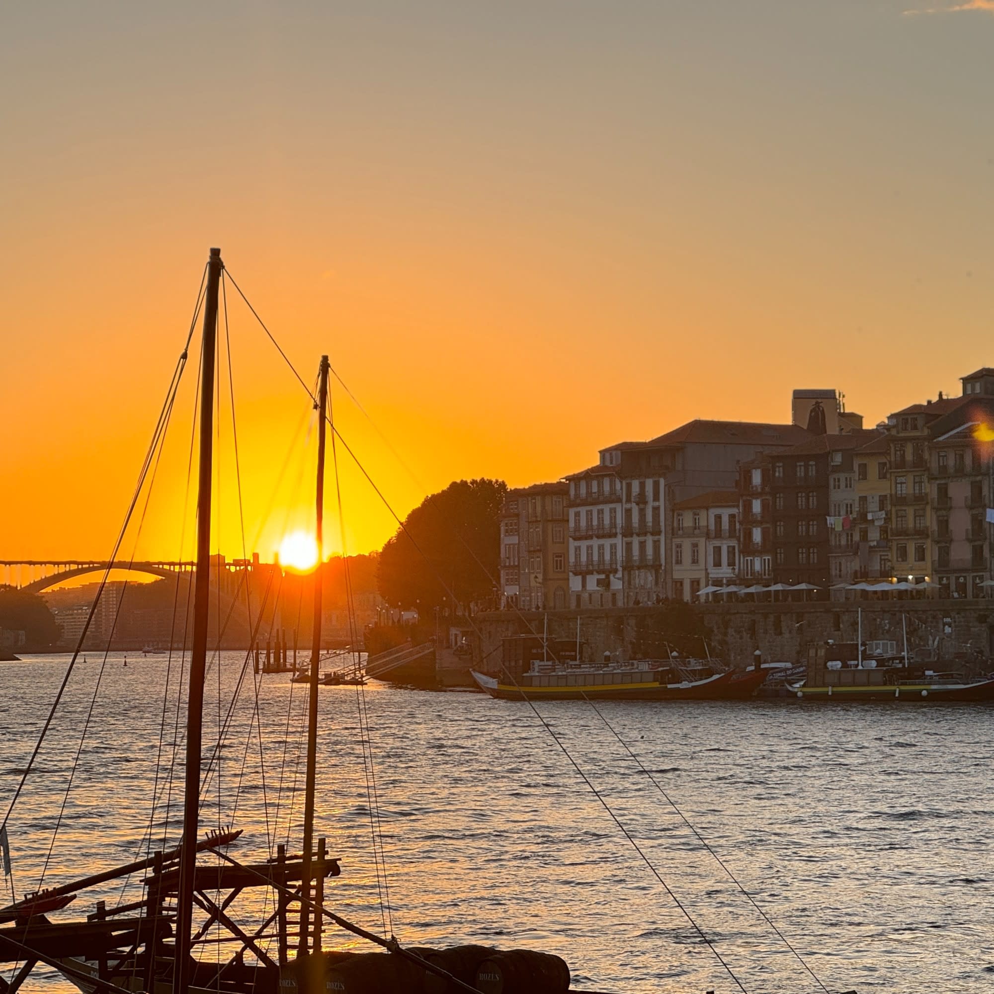 Sunset on river.