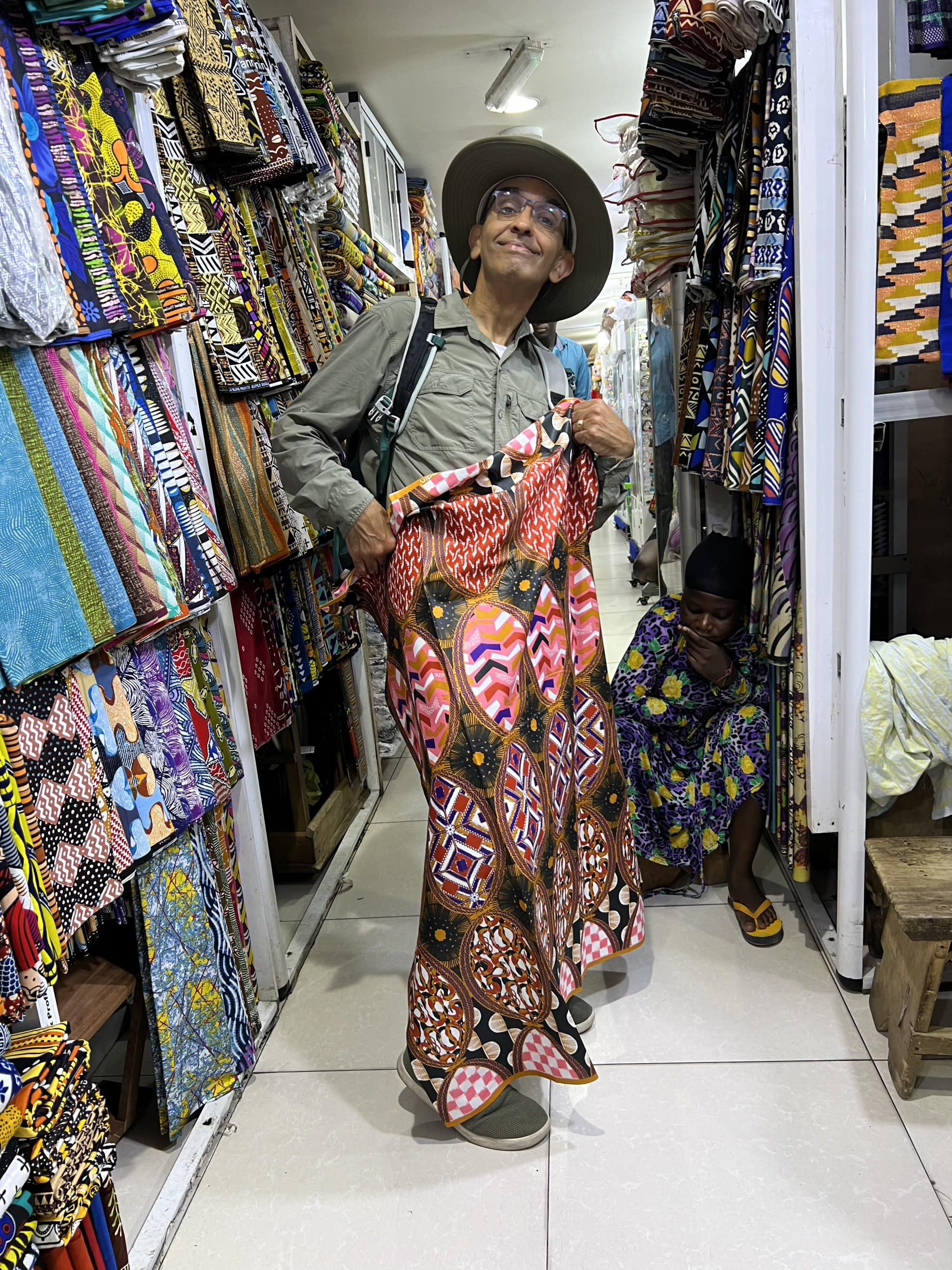 Advisor models traditional fabrics.