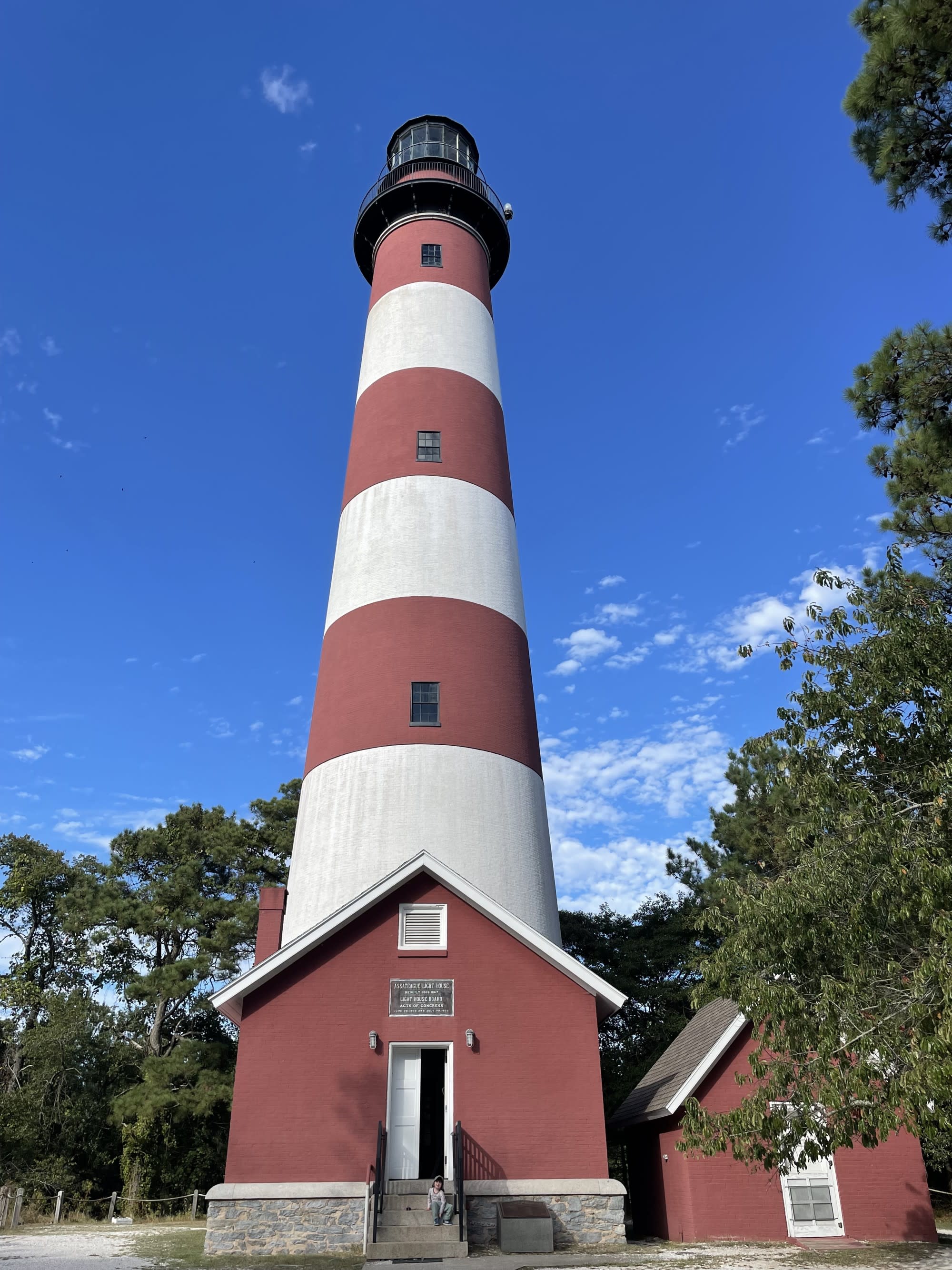 A red and white lighthouse.