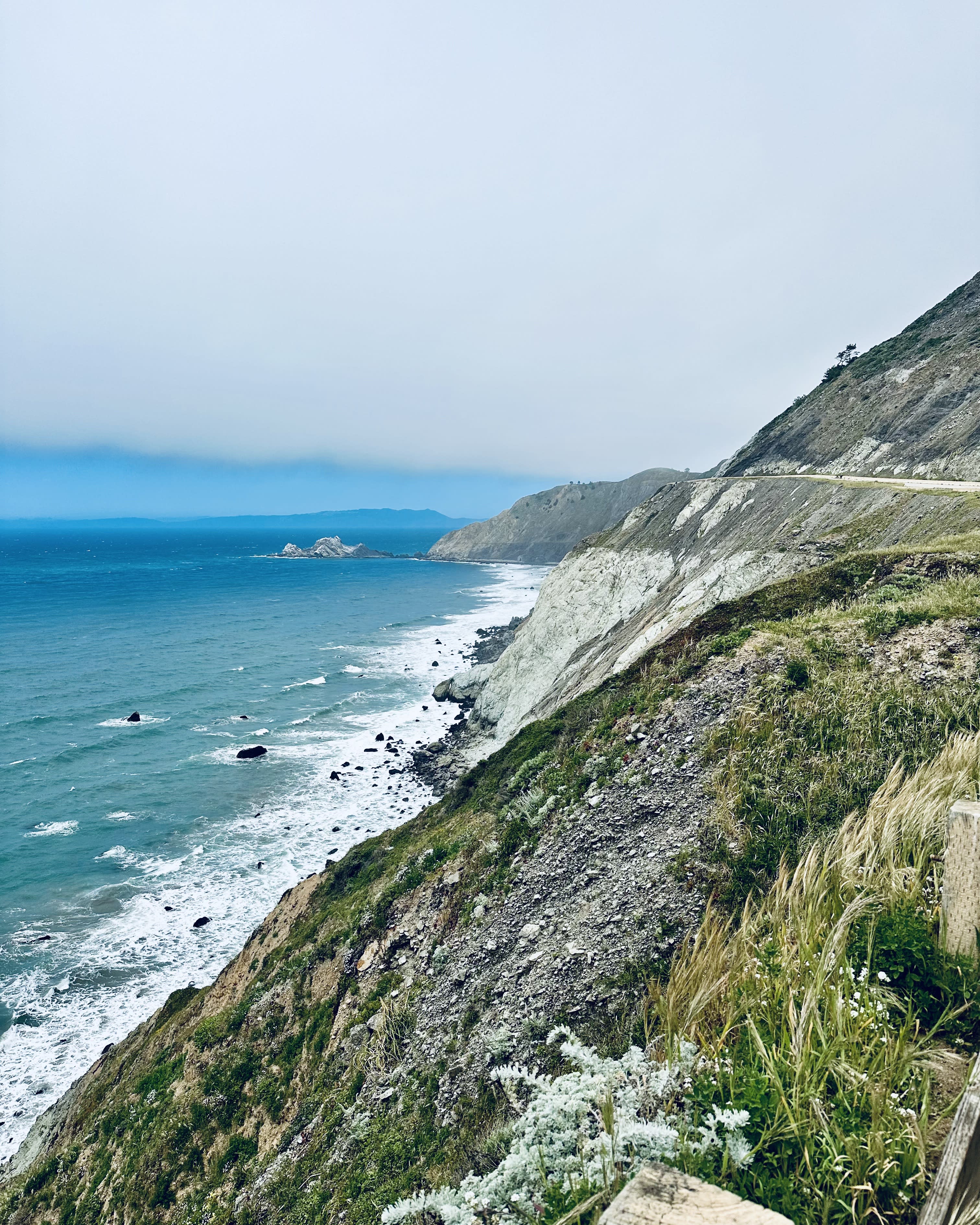 Blue water at the edge of California Coast.
