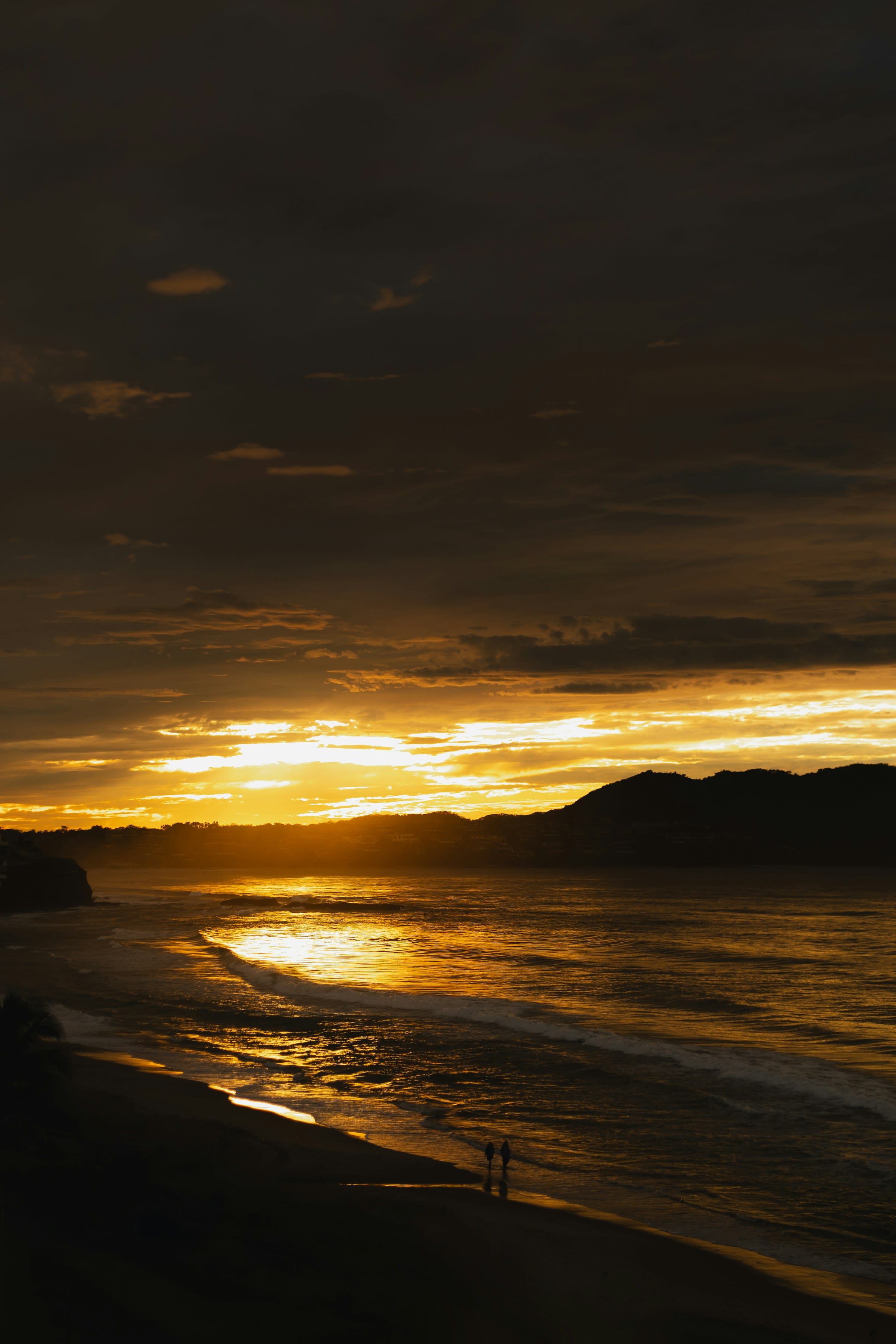 A sunset over the beach