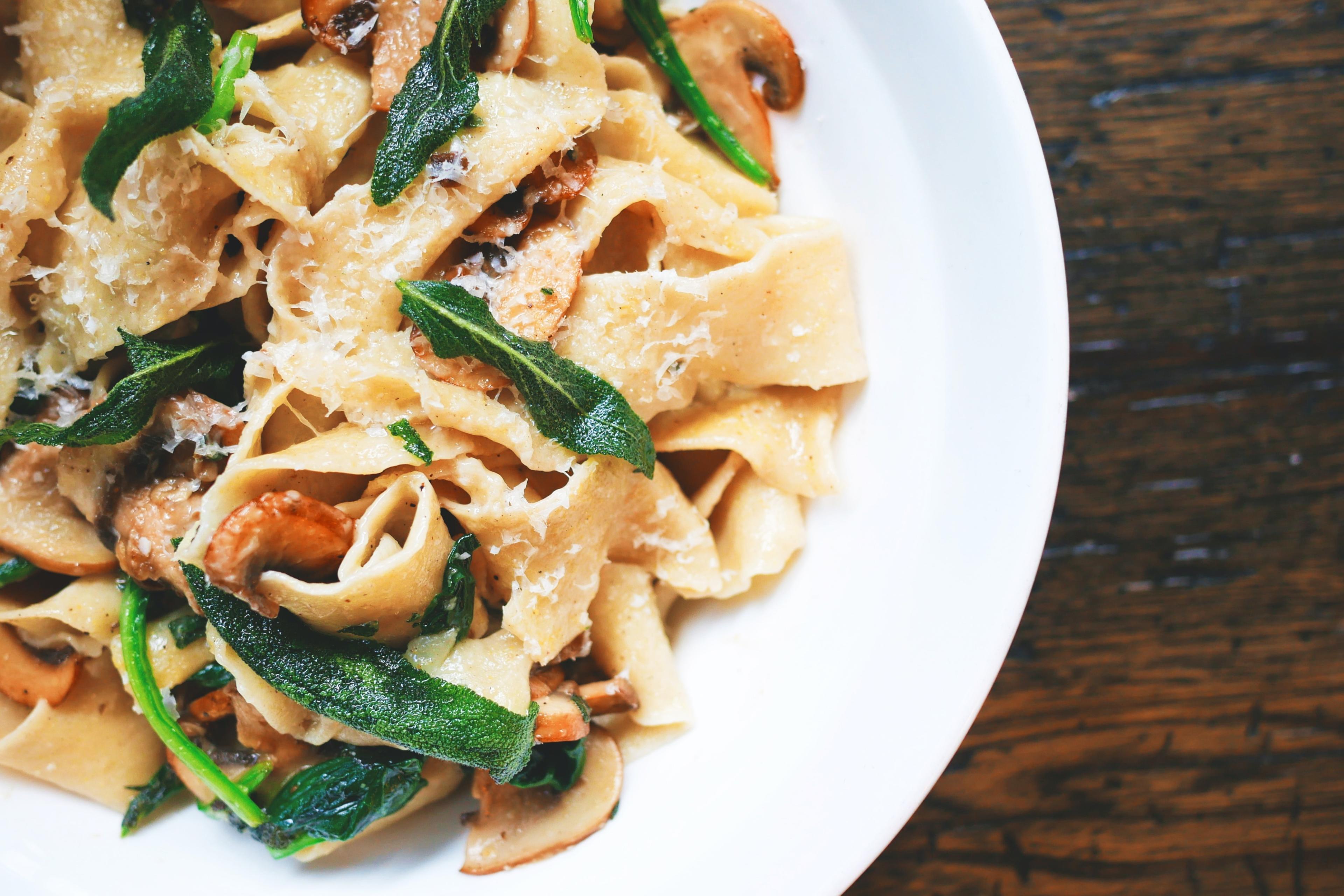 Pasta dish with greens.