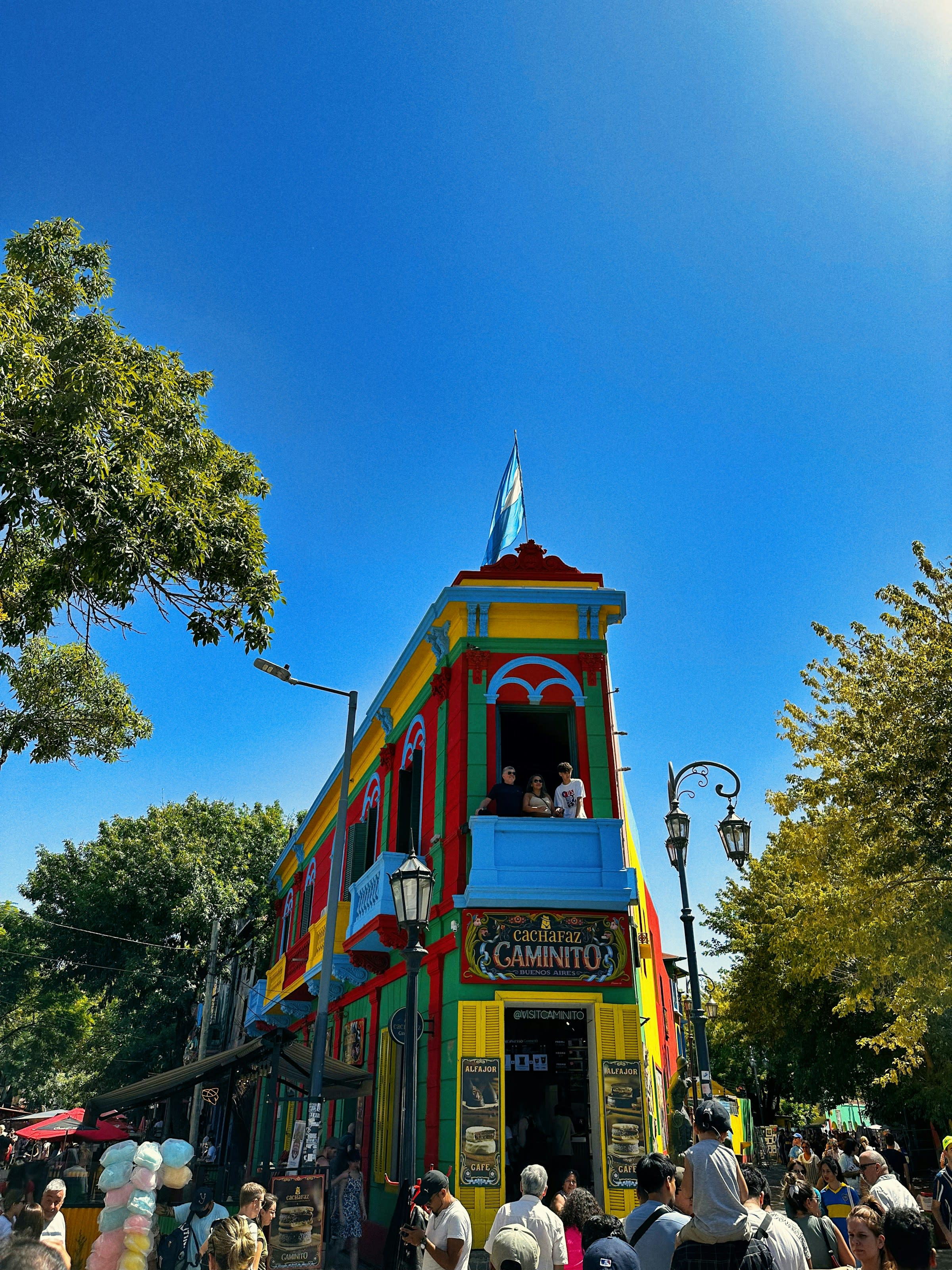 A colorful building at La Boca, a vibrant neighborhood in Buenos Aires, Argentina.