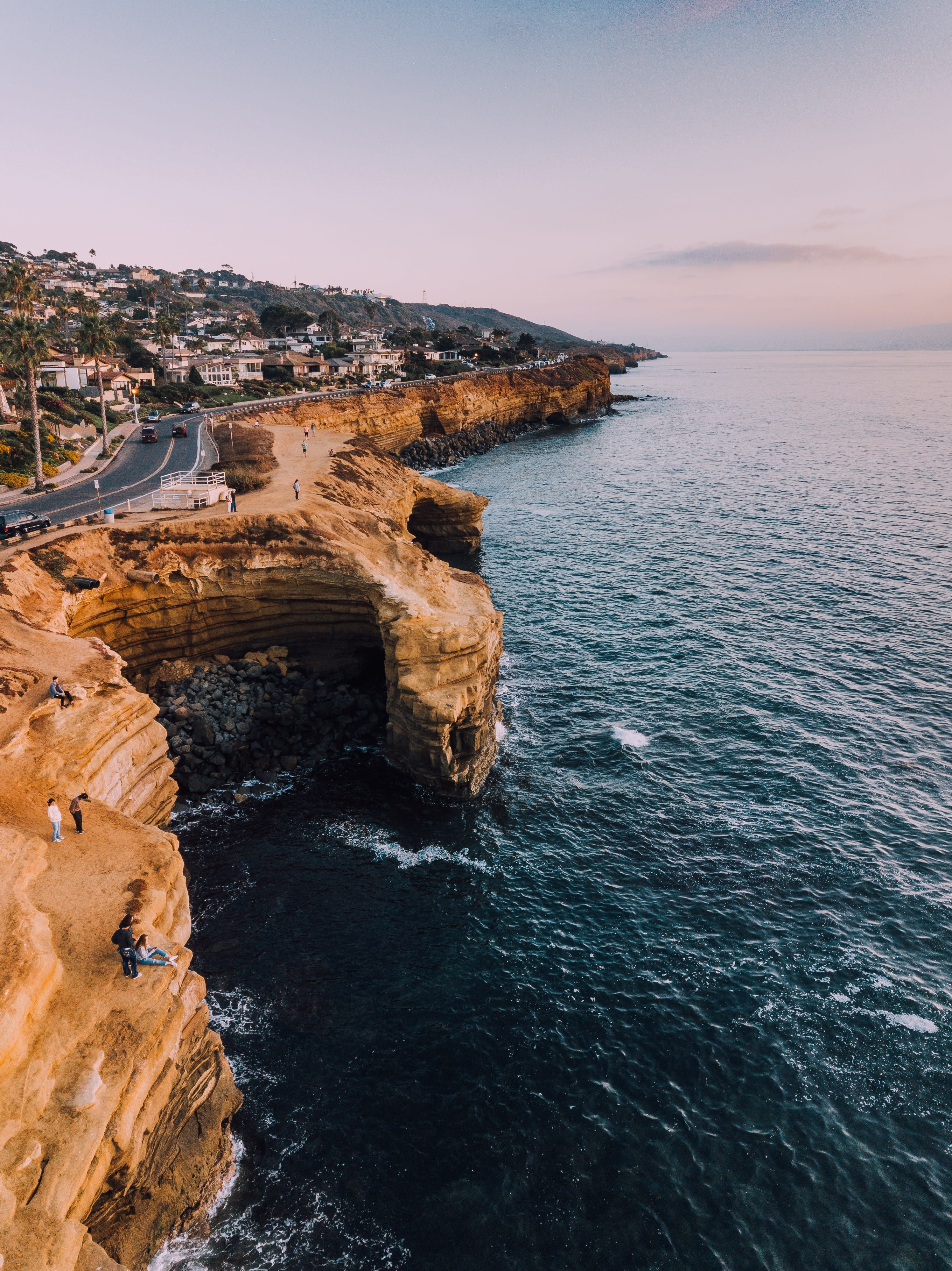 Road winding along a cliff in San Diego, California